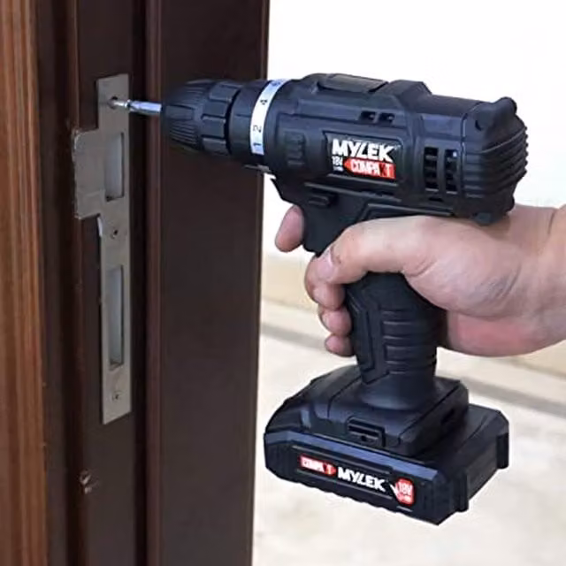 Mylek 18V Cordless Drill Set with 90 Accessories and Carrying Case, Black