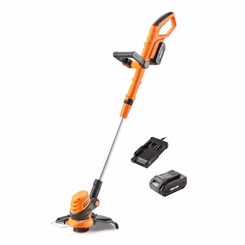LawnMaster MX 24V 25cm Cordless Grass Trimmer and Edger with Rechargeable Battery and Cutting Line, Orange – 1