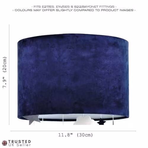Happy Homewares Midnight Blue Velvet Pendant Lamp Shade with Hanging Felt Stars and Clouds, Diameter: 30 cm – 6