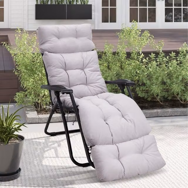 Lifeideas Extended Outdoor Lounger Cushion in Grey Polyester