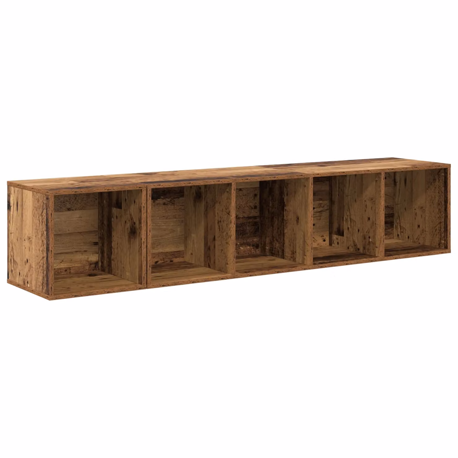 Berkfield Home 2-Piece Wall-Mounted TV Cabinet and Lowboard Set in Brown Old Wood, W/D/H: 37 x 37 x 142.5 cm – 2