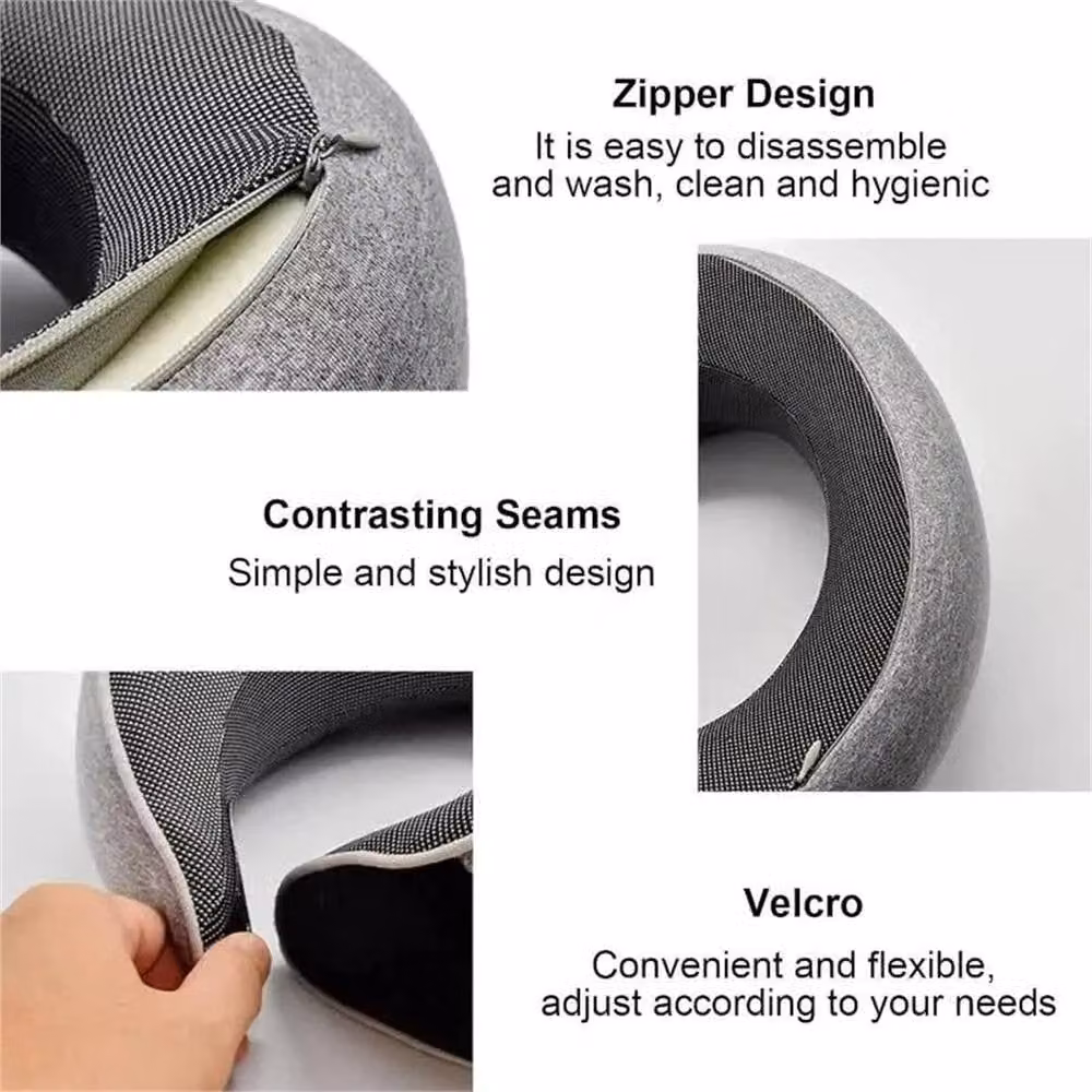 Nordara Dark Grey U-Shaped Memory Foam Travel Pillow for Adults – 5