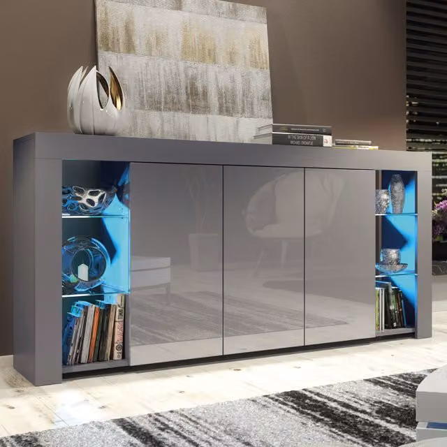 Creative Furniture Eden Sideboard in Grey with Integrated Lighting, Width: 164 cm