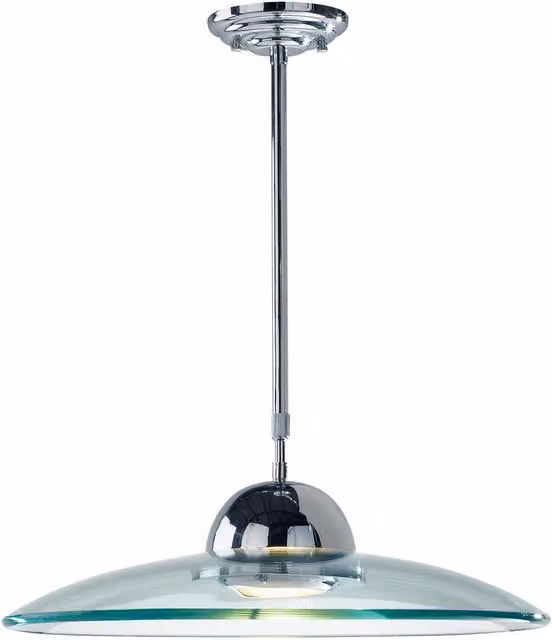 Där Lighting HEM8650 Suspended Modern Dome Pendant Light in Silver and Chrome with Transparent Glass