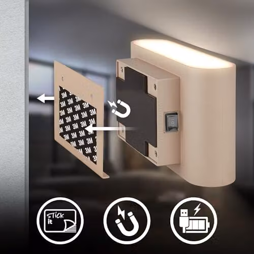 Briloner Rechargeable LED Wall Light with Motion Sensor and Up & Down Lighting, Beige, W/D/H: 16 x 9.5 x 6.5 cm – 6
