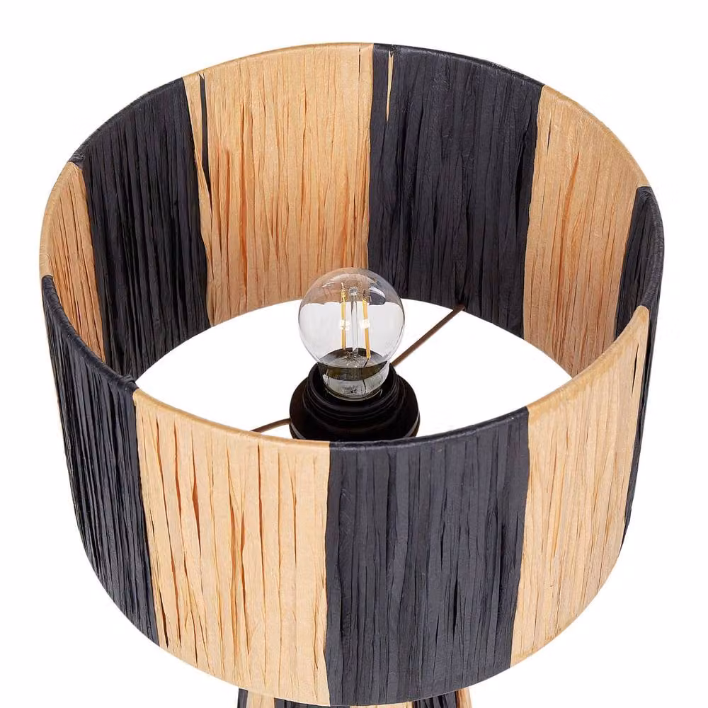 Wyld and Coco Natural and Matte Black Raffia Palm Table Lamp – 3