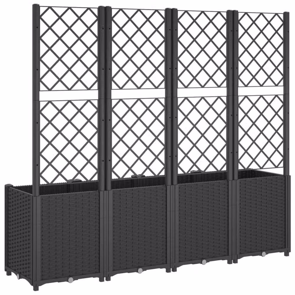 Berkfield Home Garden Planter with Trellis in Black, W/D/H: 160 x 40 x 140 cm – 5