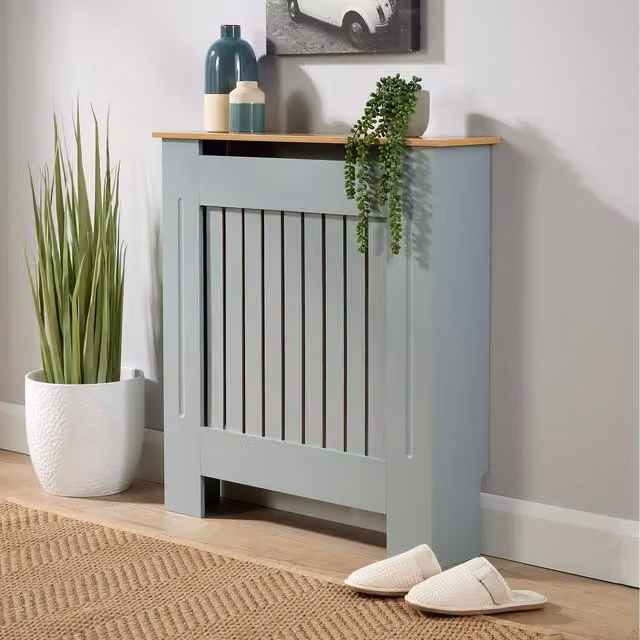 Home Source York Small Oak Radiator Cover in Grey and Oak