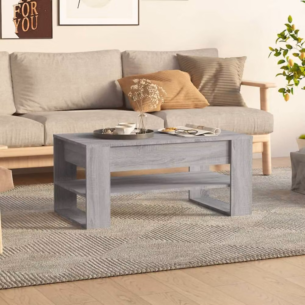 Berkfield Home Decorative Coffee Table in Grey Sonoma, W/D/H: 102 x 55 x 45 cm – 2