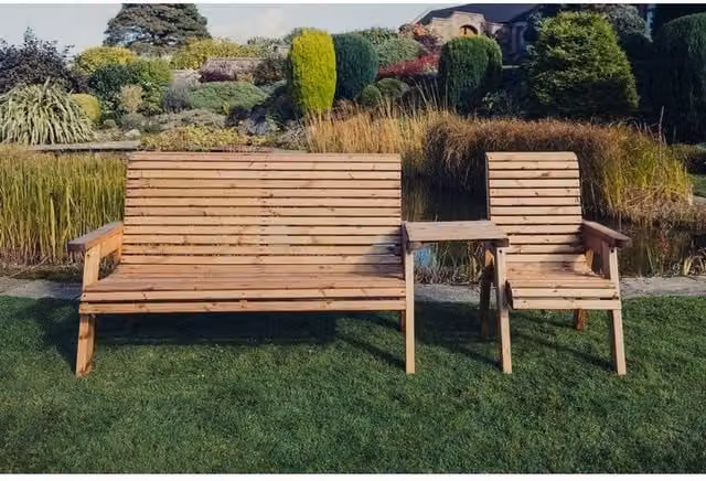 Churnet Valley Garden Furniture Ltd Valley 4 Seat Set with Straight Tray in Brown Pine Wood – 1