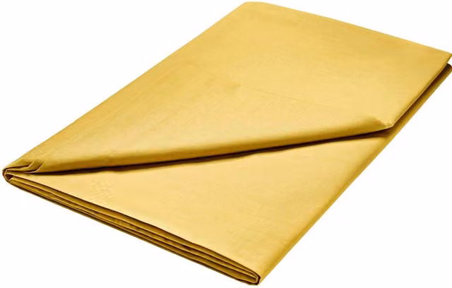 1951 Plain Dye Percale Cotton Super Kingsize Flat Sheet, Ochre, W: 260 cm, L: 300 cm