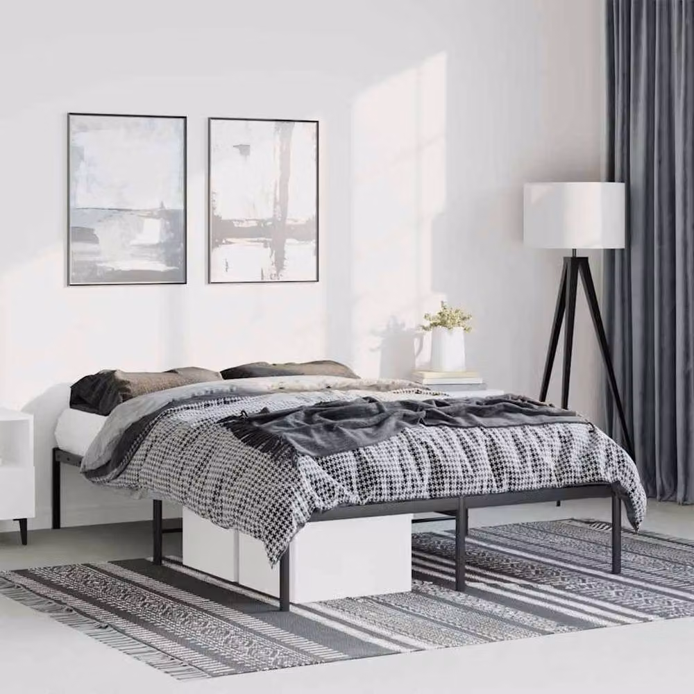 Berkfield Home Metal Bed Frame in Black, W/D/H: 140 x 190 cm – 2
