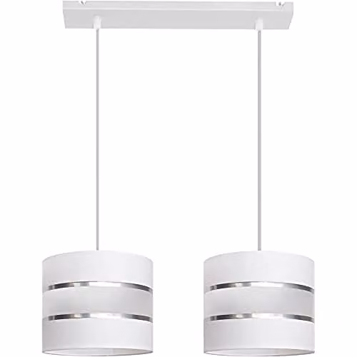 Netlighting Helen Straight Bar Pendant Ceiling Light in White and Silver, 45 cm – 1