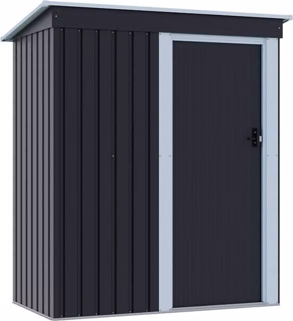 Lifeideas Black Metal Pent Garden Shed