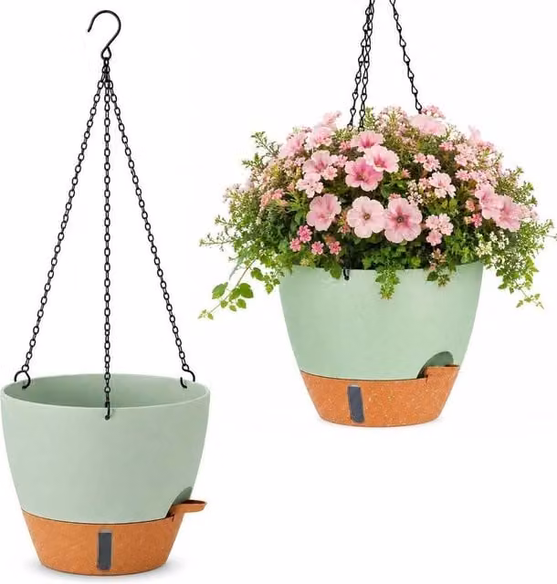 Kelvenix Green 2-Pack Self Watering Hanging Planters – 1