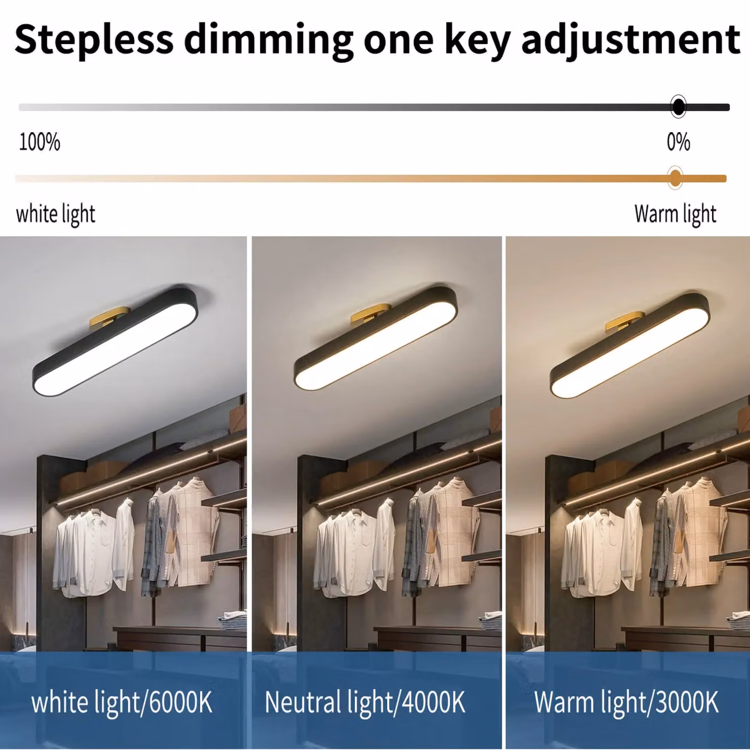 Garwarm 24W Black Wraparound Acrylic Linear LED Dimmable Ceiling Lamp with Remote Control – 4