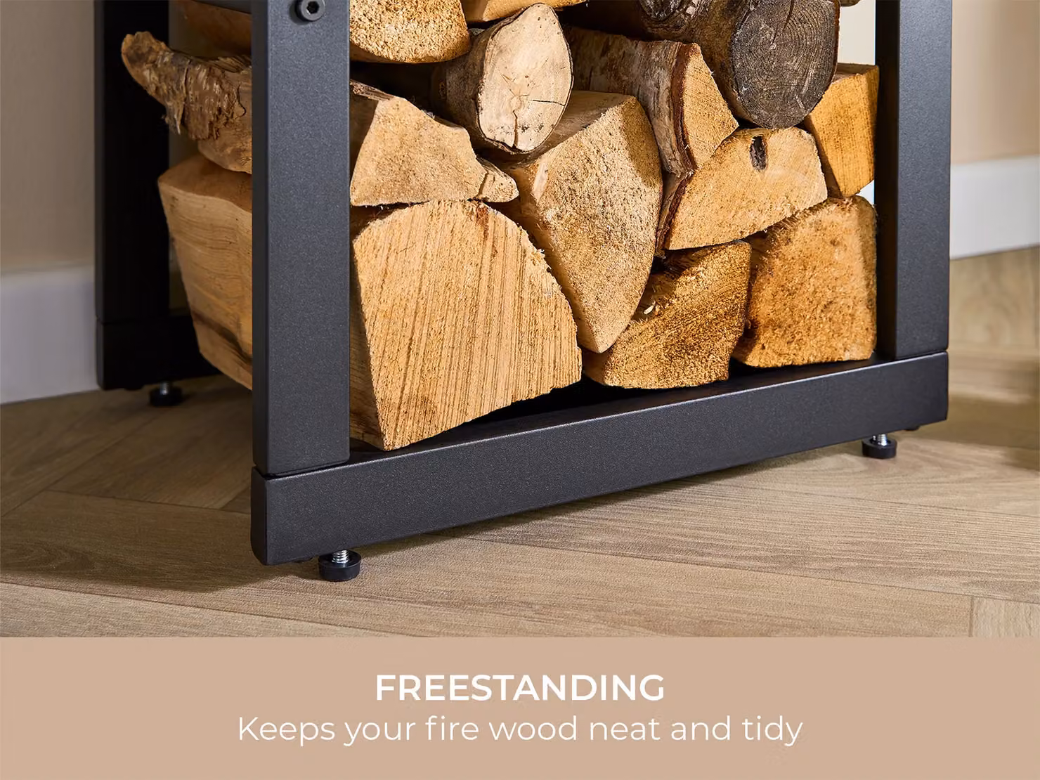 Adam Fires & Fireplaces Adam Stanton Tall Metal Firewood Log Holder in Matt Black – 3