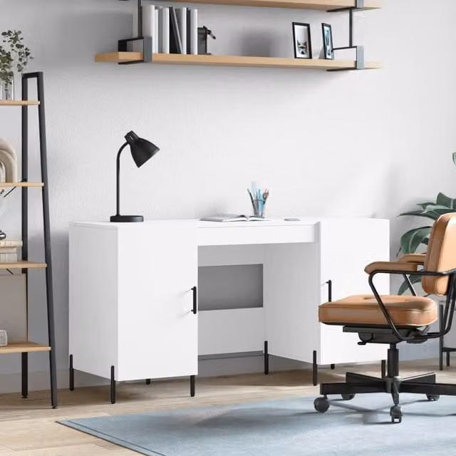 Berkfield White Writing Desk, W/D/H: 140 x 50 x 75 cm – 1