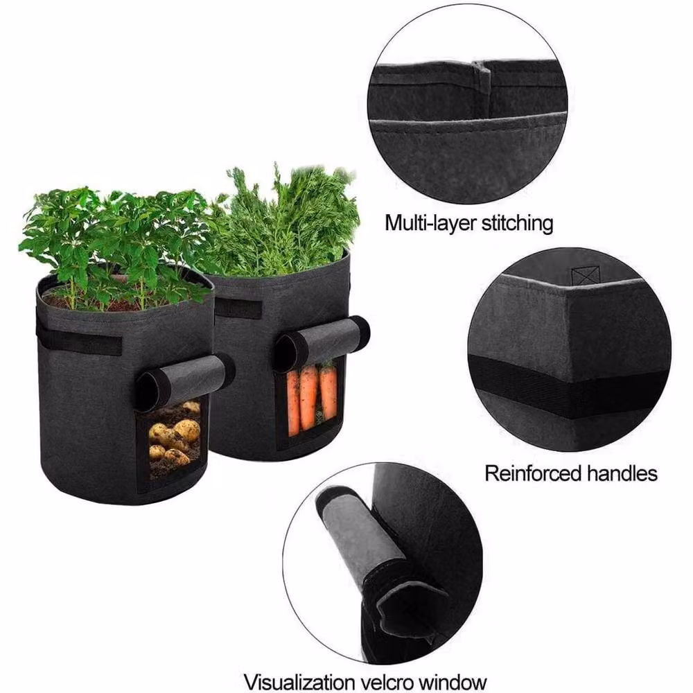 KORVIXA Pack of 2 Black Plastic Grow Bags for Vegetable and Fruit Gardening – 4