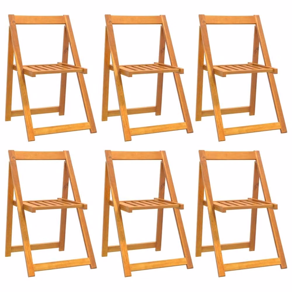 Berkfield Home Set of 6 Folding Garden Chairs in Brown Solid Acacia Wood – 2