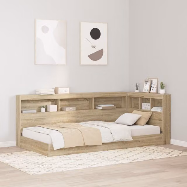 Berkfield Home Storage Headboard with Integrated Shelf in Sonoma Oak and Brown, Width: 90 cm – 1