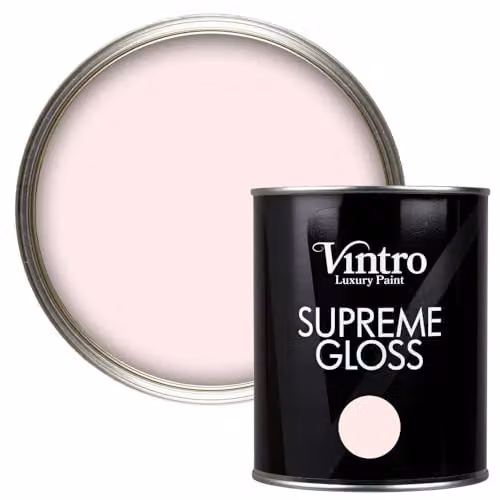 Vintro High Gloss Water Based Interior and Exterior Paint for Walls, Wood and Trim, Light Pink Candyfloss, 1 l