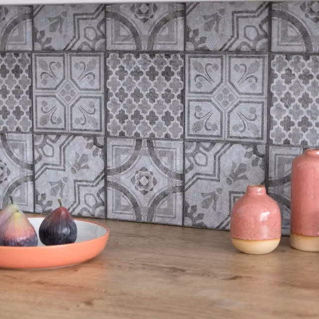 d-c-fix Grey Moroccan Style Geometric Self Adhesive Wall Tiles for Kitchen and Bathroom