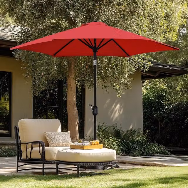 Yaheetech Adjustable Red Patio Umbrella with 6 Ribs, Diameter: 241 cm