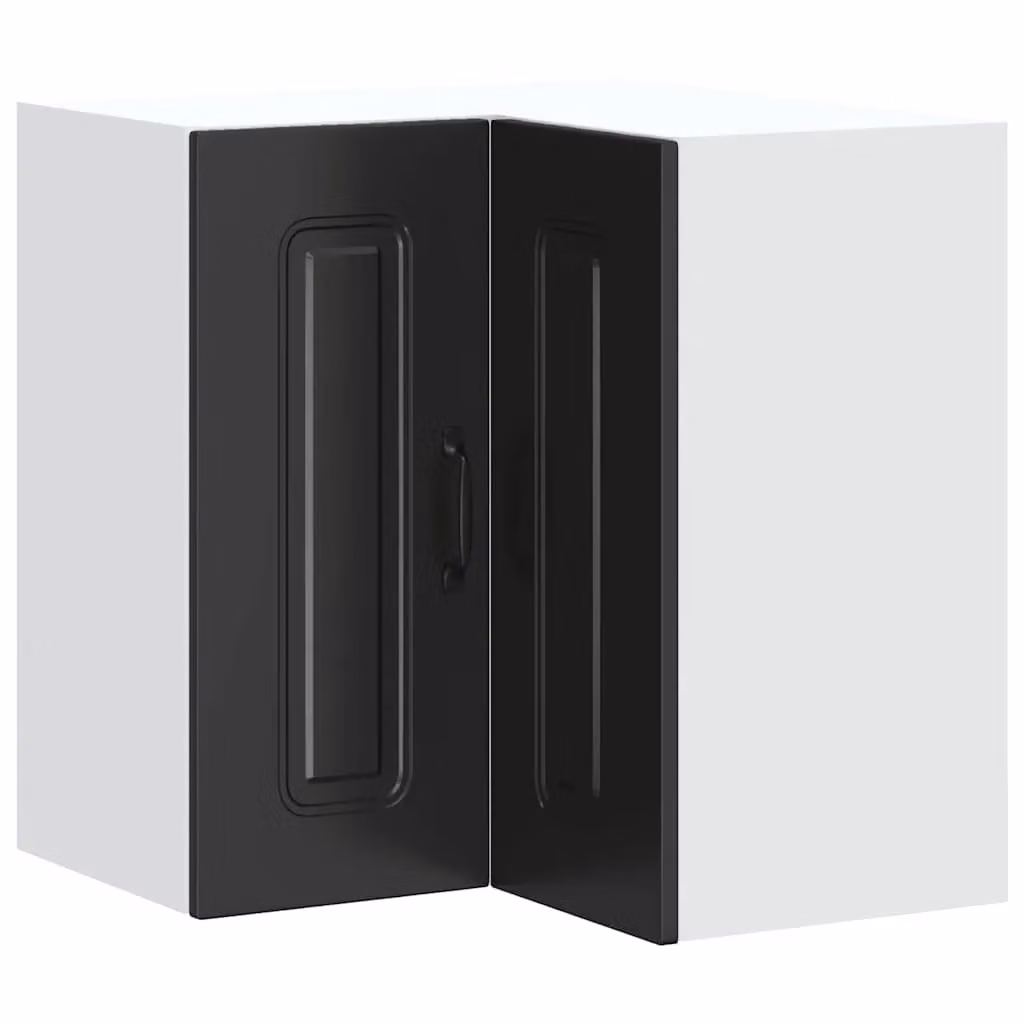 Berkfield Home Kalmar Black Matt Engineered Wood Wall Mounted Kitchen Corner Cabinet – 1