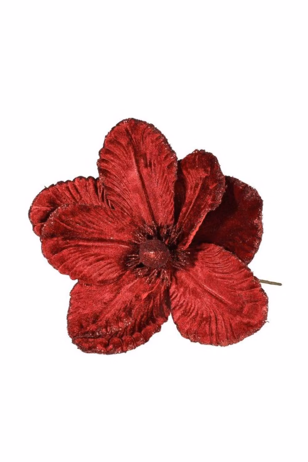 KDMD Burgundy Velvet Magnolia Flower Pendants with Glitter Edge, Pack of 3, Diameter: 20 cm – 2