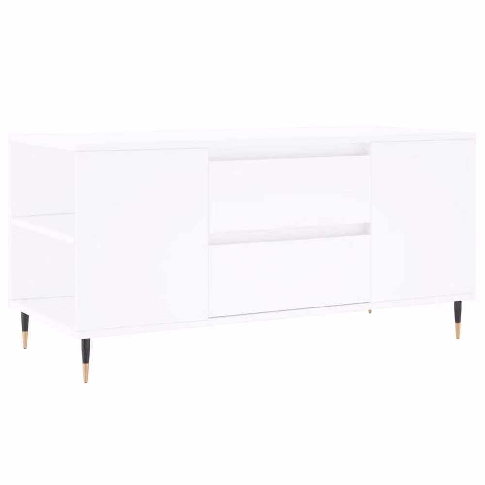 Berkfield Home Modern White Rectangular Coffee Table in Composite Wood, W: 102 cm, D: 44.5 cm, H: 50 cm – 2