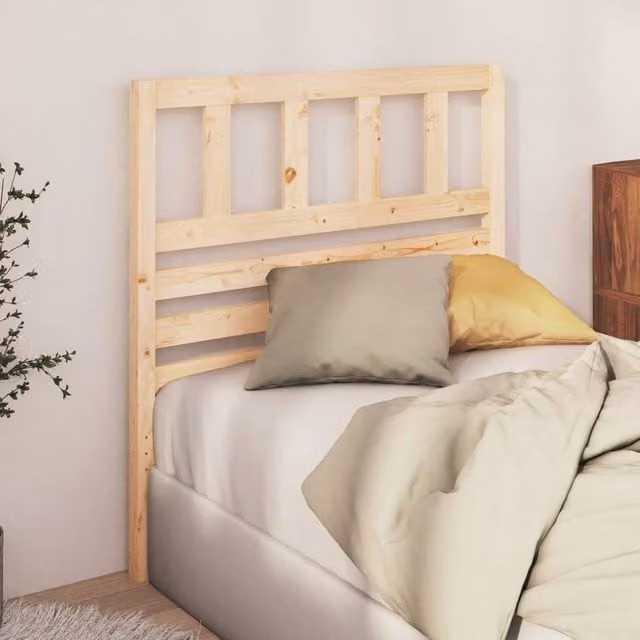 Berkfield Home Beautiful Bed Headboard in Light Tan Solid Pine, W/D/H: 81 x 4 x 100 cm