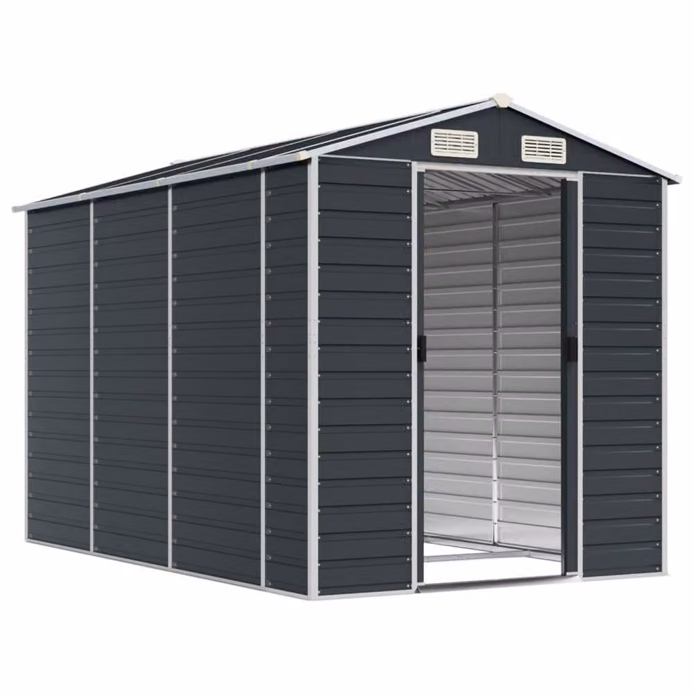 Berkfield Home Modern Pent Garden Shed in Anthracite Grey Galvanised Steel, W/D/H: 300 x 191 x 198 cm – 3