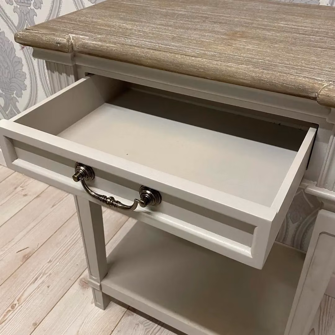 Minster 1 Drawer Wood Side Table in White, W: 60 cm, D: 40 cm, H: 78 cm – 3