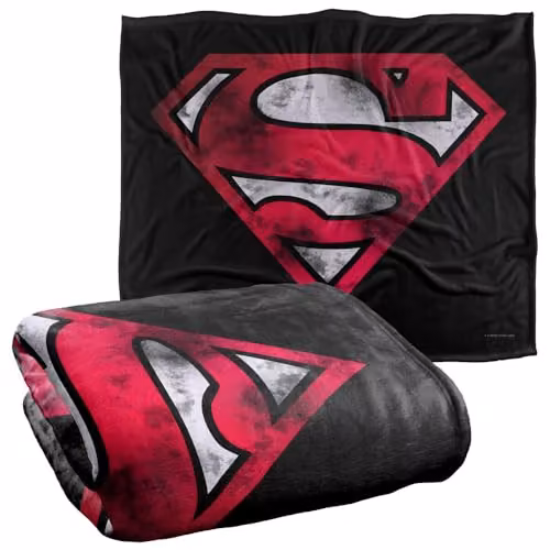 DC Comics Superman War Torn Shield Super Soft Fleece Throw Blanket, White, W/D/H: 152 x 127 cm – 2