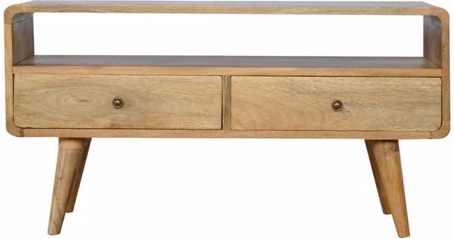 KDMK Scandinavian Mango Wood Media Unit in Orange and Brown
