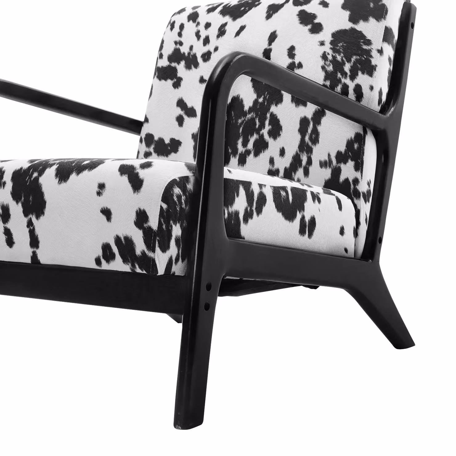 Living and Home Leopard Print Velvet Upholstered Armchair in Black – 5