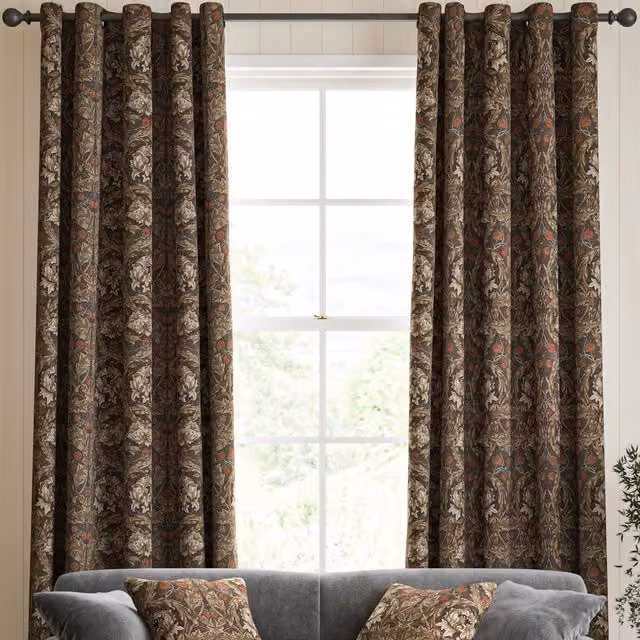 William Morris At Home African Marigold Made to Measure Blackout Eyelet Curtains in Brown and Multicolour Cotton