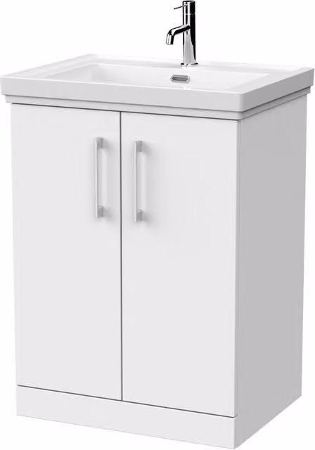 Balterley Pershall 2 Door Matt White Vanity Unit and Fireclay Basin, Width: 60 cm