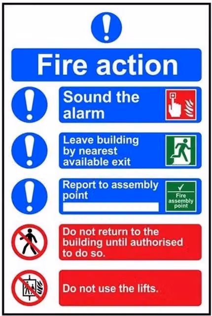 Scan Fire Action Procedure Style 2 Multicolour PVC Sign W: 20 cm, H: 30 cm – 1