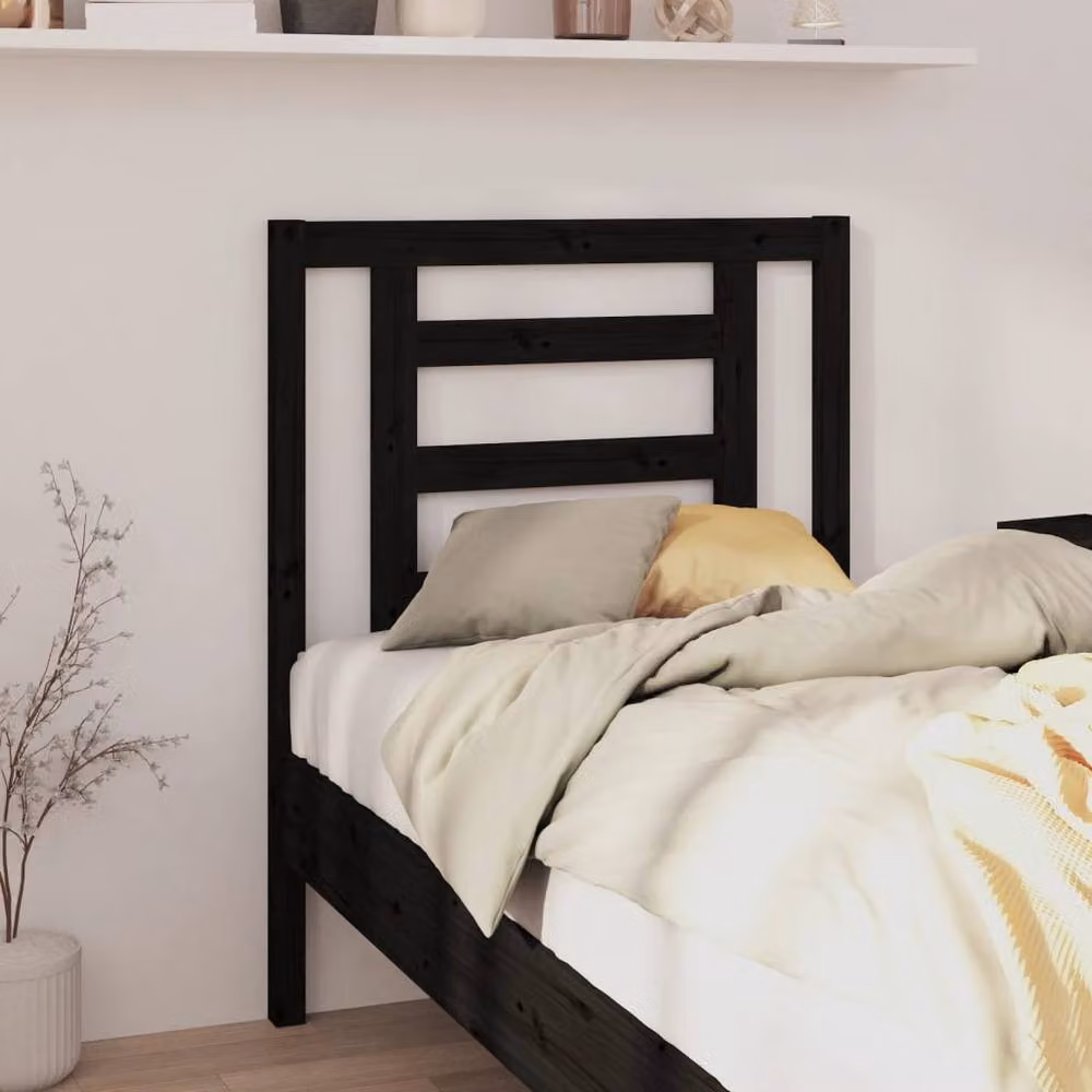 Berkfield Home Rustic Black Solid Pine Wood Bed Headboard W/D/H: 81 x 4 x 100 cm – 2