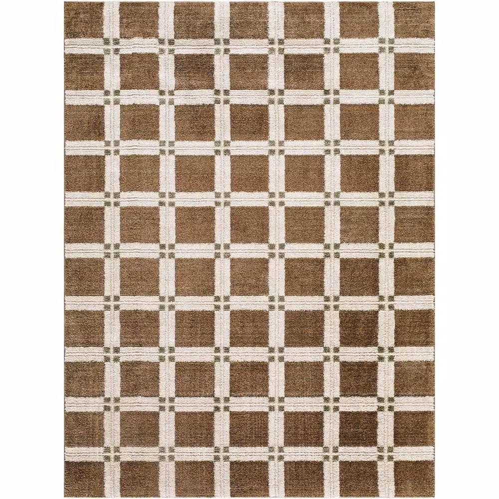 Livabliss La Luna Geometric Art Deco Living and Dining Rug in Dark Brown, White, Grey and Green, W: 200 cm, D: 275 cm – 2