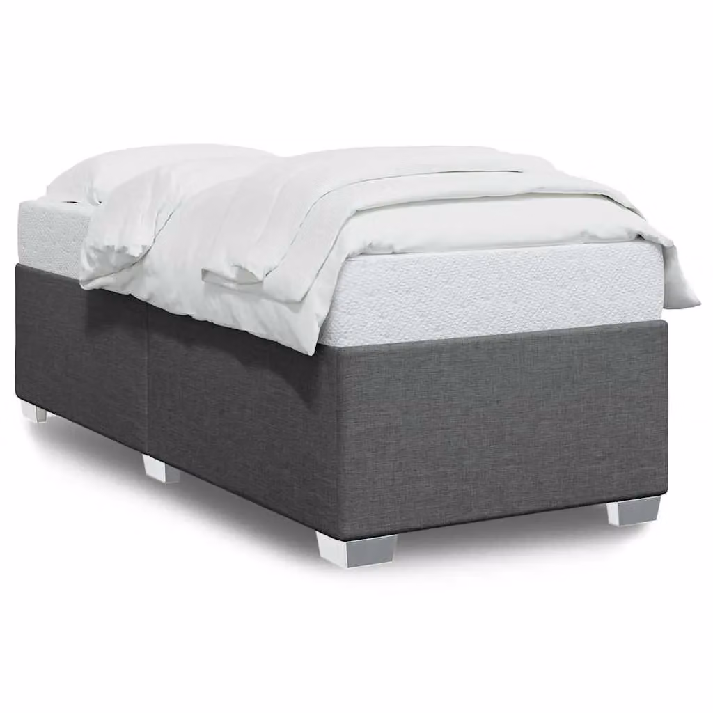 Berkfield Home Upholstered Fabric Bed Frame in Grey, Single, W/D/H: 90 x 200 cm – 2