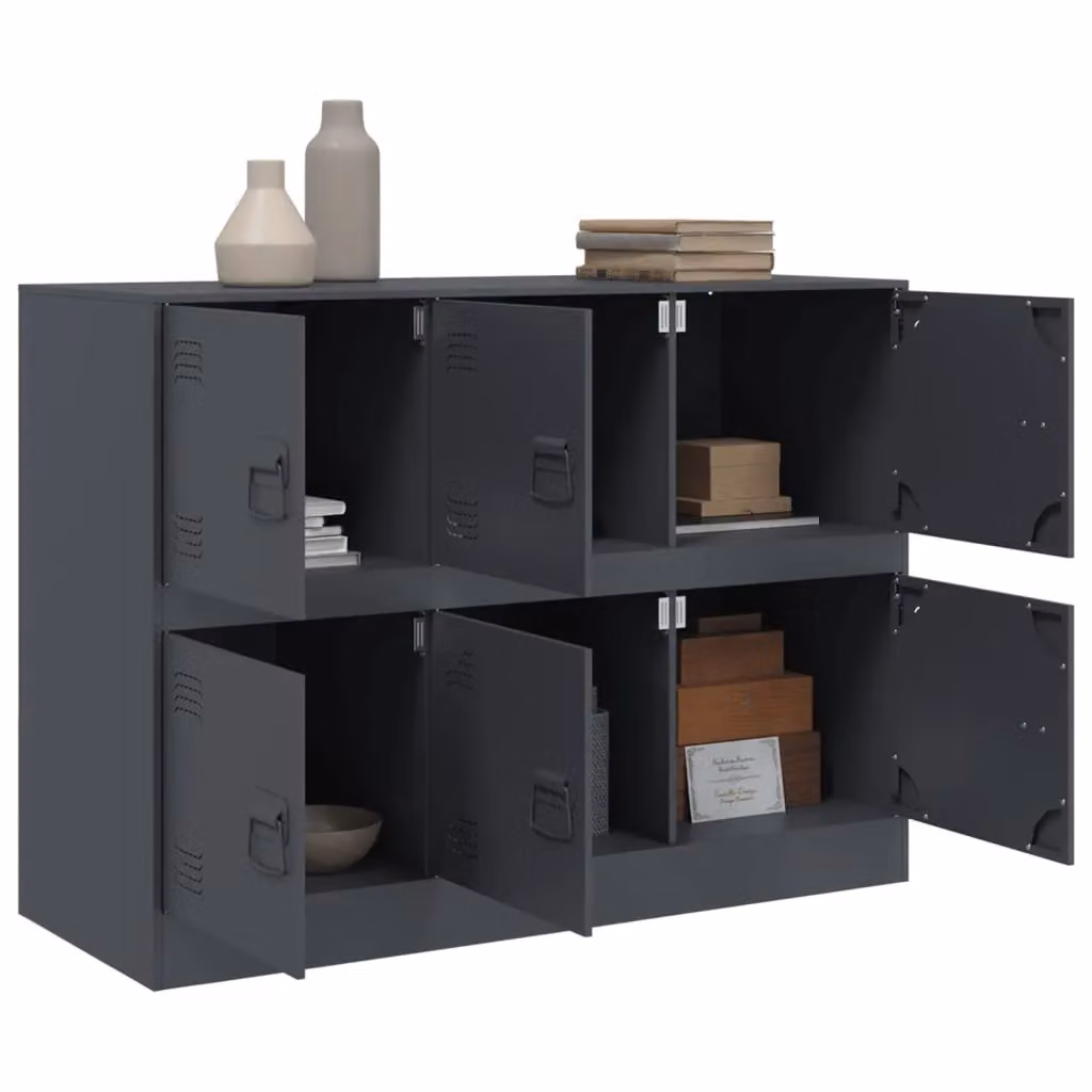 Berkfield Home Anthracite Industrial Metal Sideboard, W/D/H: 99 x 39 x 73 cm – 3