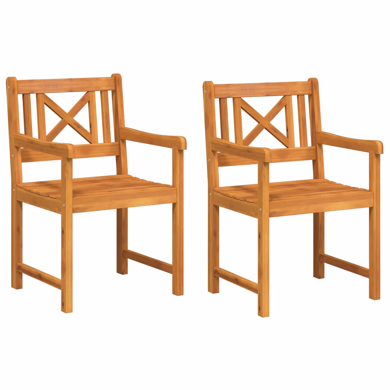 Berkfield Home Set of 2 Modern Acacia Wood Garden Chairs in Brown, W/D/H: 56 x 56 x 90 cm – 1