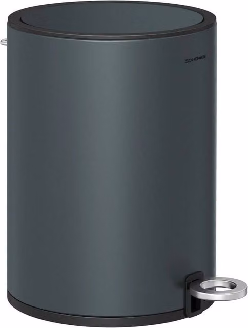 Kelvenix Grey Pedal Bathroom Bin with Soft-Close Lid and Removable Inner Bucket, H: 41.5 cm, W: 23.8 cm, D: 3.0 cm