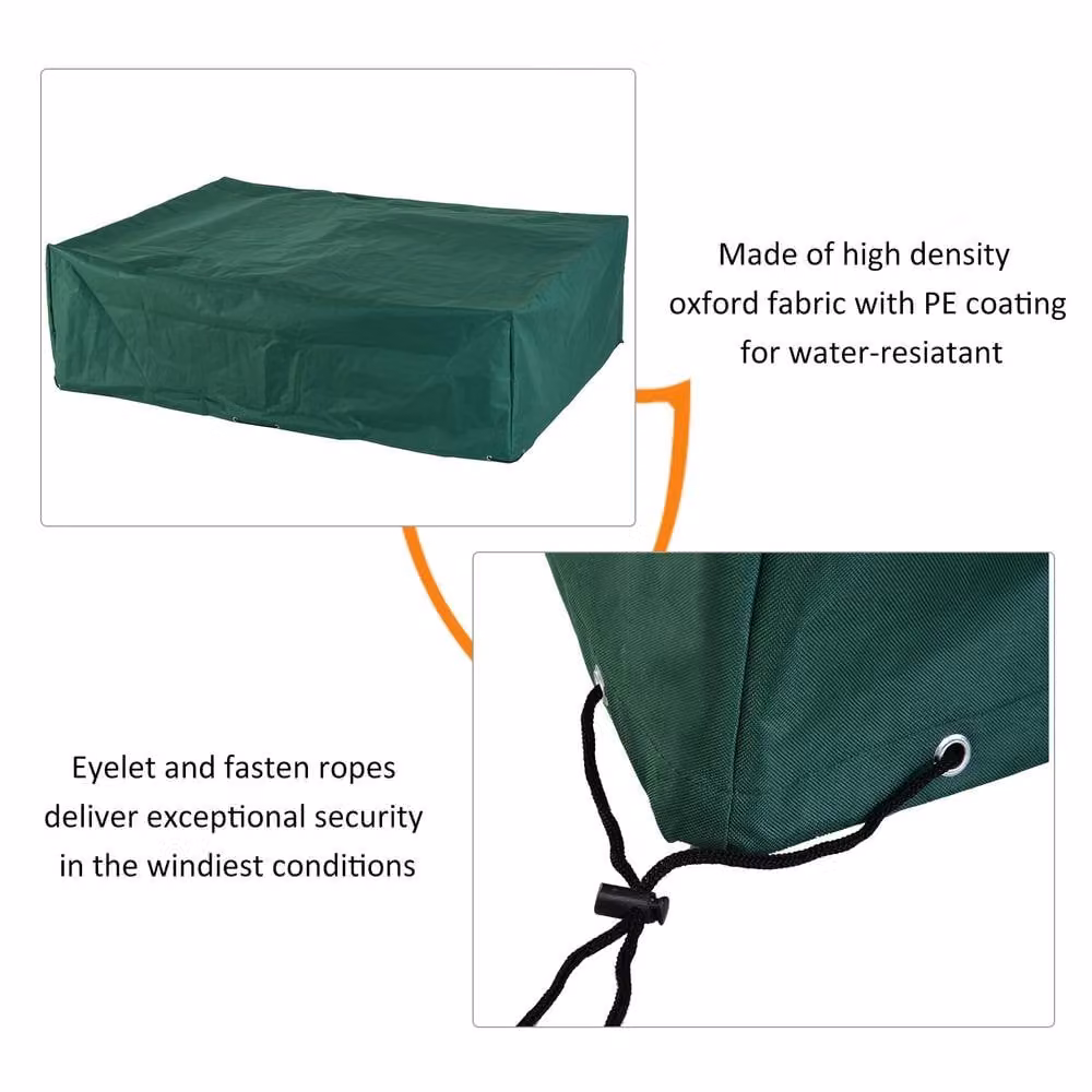 STILVORA Water-Repellent Polyester Garden Sofa Cover, Dark Green, W: 222 cm, D: 155 cm – 4