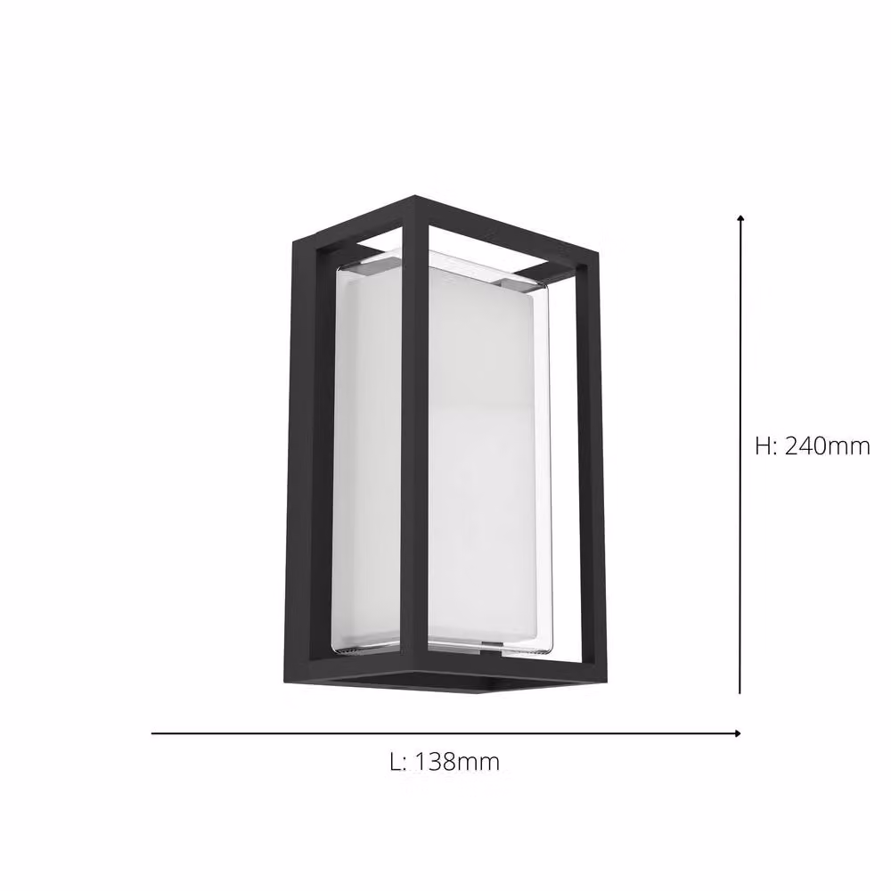Eglo GENOVESE LED Outdoor Wall Light in Black with Motion Sensor and CCT, IP65 Rated – 6