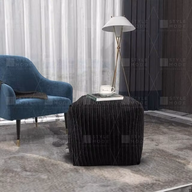 EONLION Black Beanbag Ottoman Footstool with Removable Cover, Diameter: 100 cm