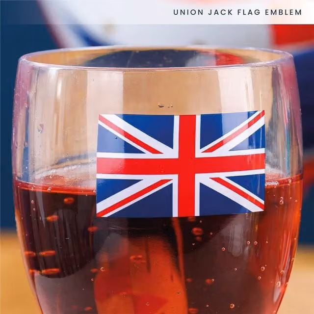 Sparkles Partyware Union Jack Plastic Wine Glass in White and Multicolour